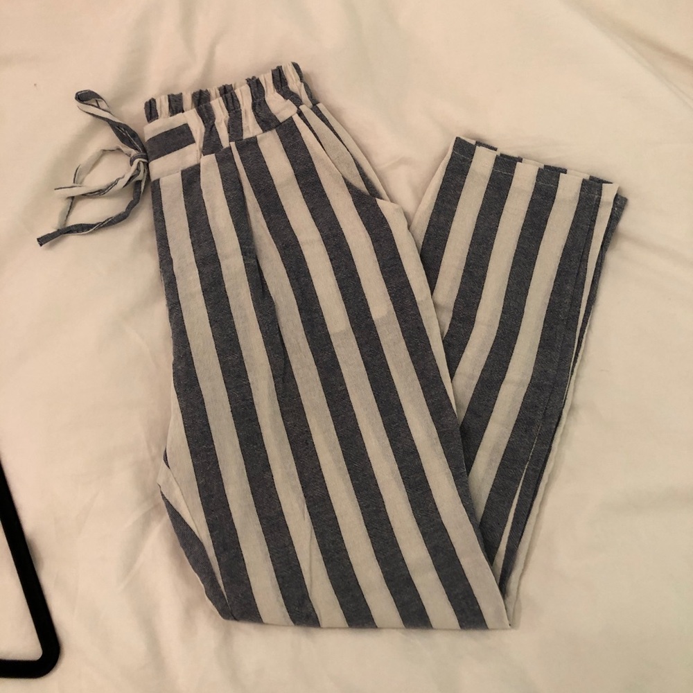Blue and White Linen Pants